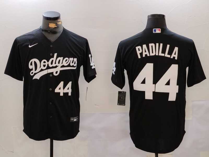 Mens Los Angeles Dodgers #44 Vicente Padilla Number Black Cool Base Stitched Jerseys